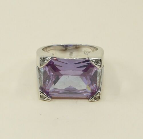 Sz 6.25, Sterling Silver handmade Ring, 925 Silver Ring W/ amethyst n crystal