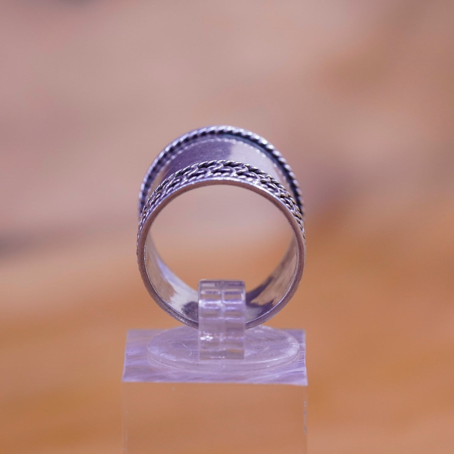 Size 4.5, vintage Sterling silver handmade ring, 925 cable wide band