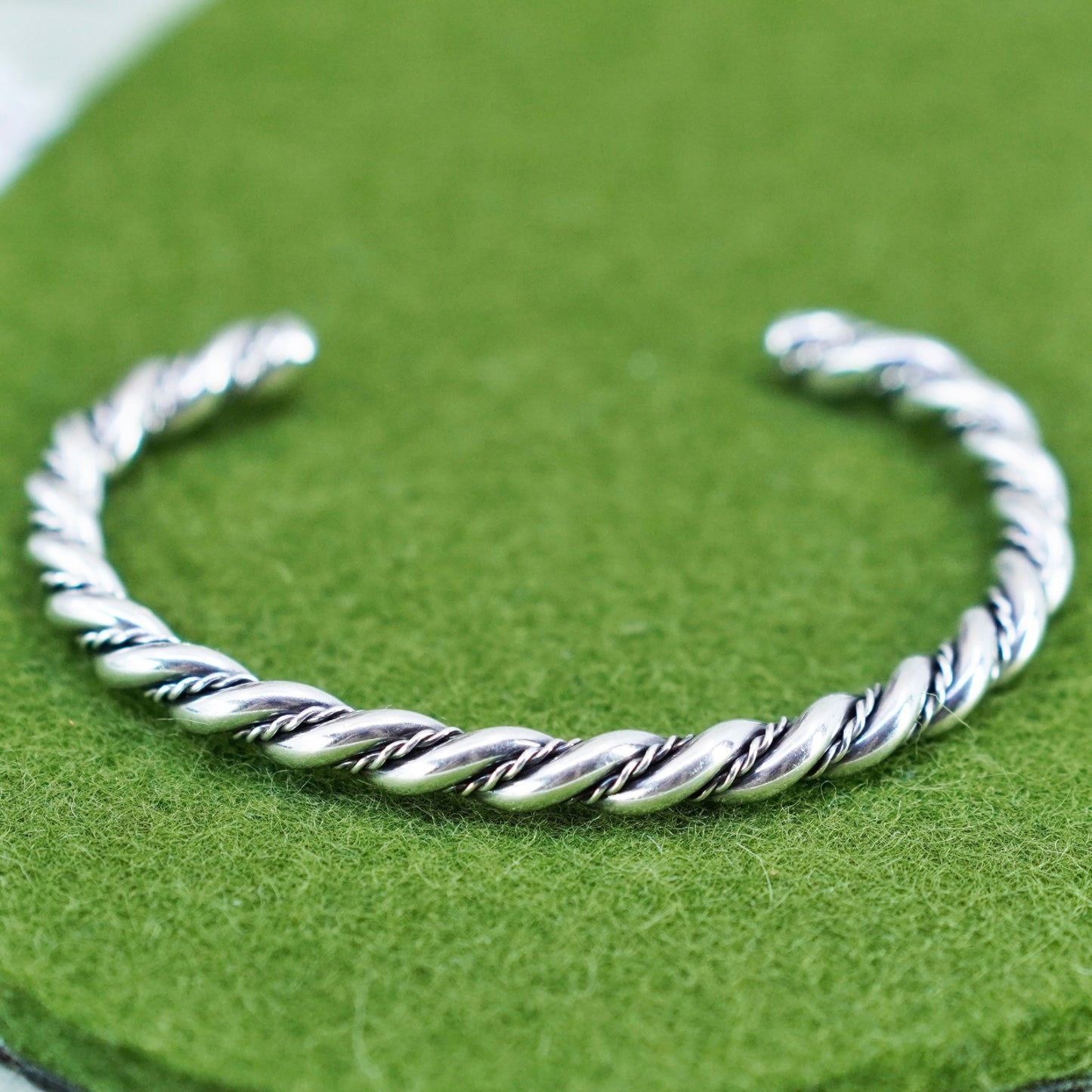 6.25”, vintage Sterling silver bracelet, modern twisted handmade 925 cuff