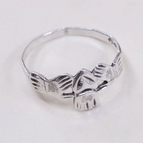 Size 10.25, Vtg Irish Sterling Silver Handmade Ring, 925 Band W/ claddagh Heart