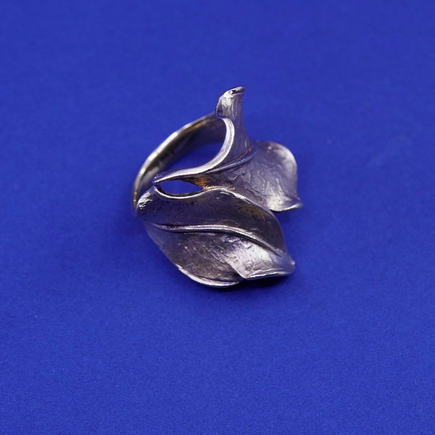 Size 9, vintage Dyadema Italy vermeil gold filled sterling 925 silver leaf ring