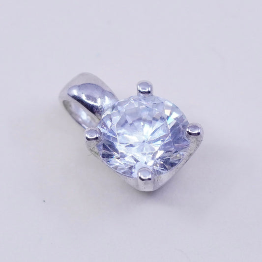Vintage sterling silver cz crystal pendant, 925 charm