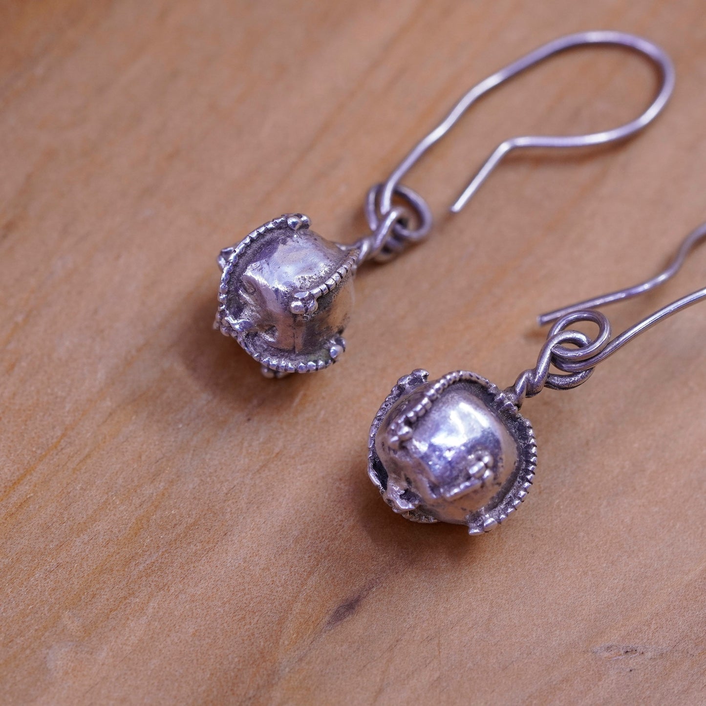 Vintage Sterling silver Handmade earrings, 925 bead dangles