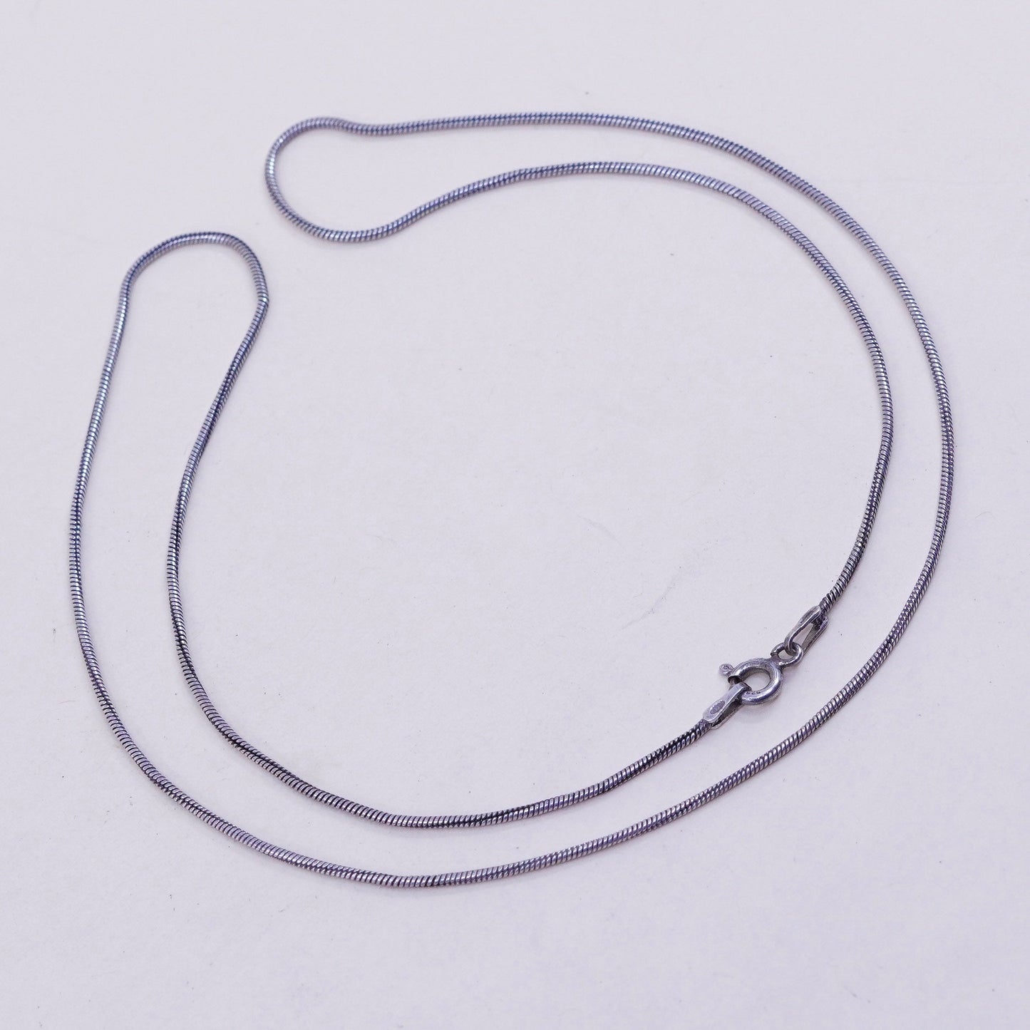 19”, 1mm, Vintage sterling silver snake chain, Italy 925 necklace