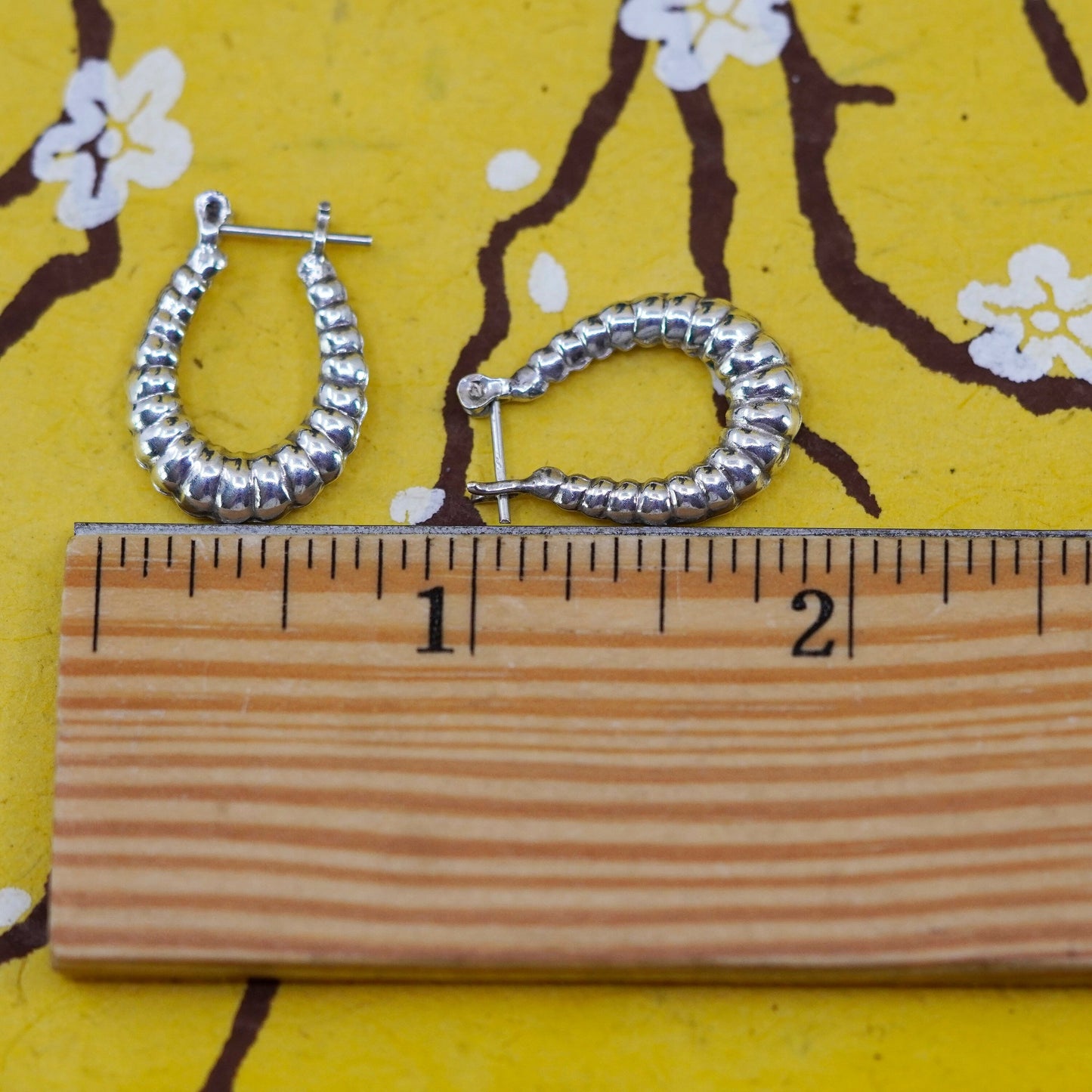 0.75”, Vintage Sterling silver handmade earrings, 925 twisted hoops