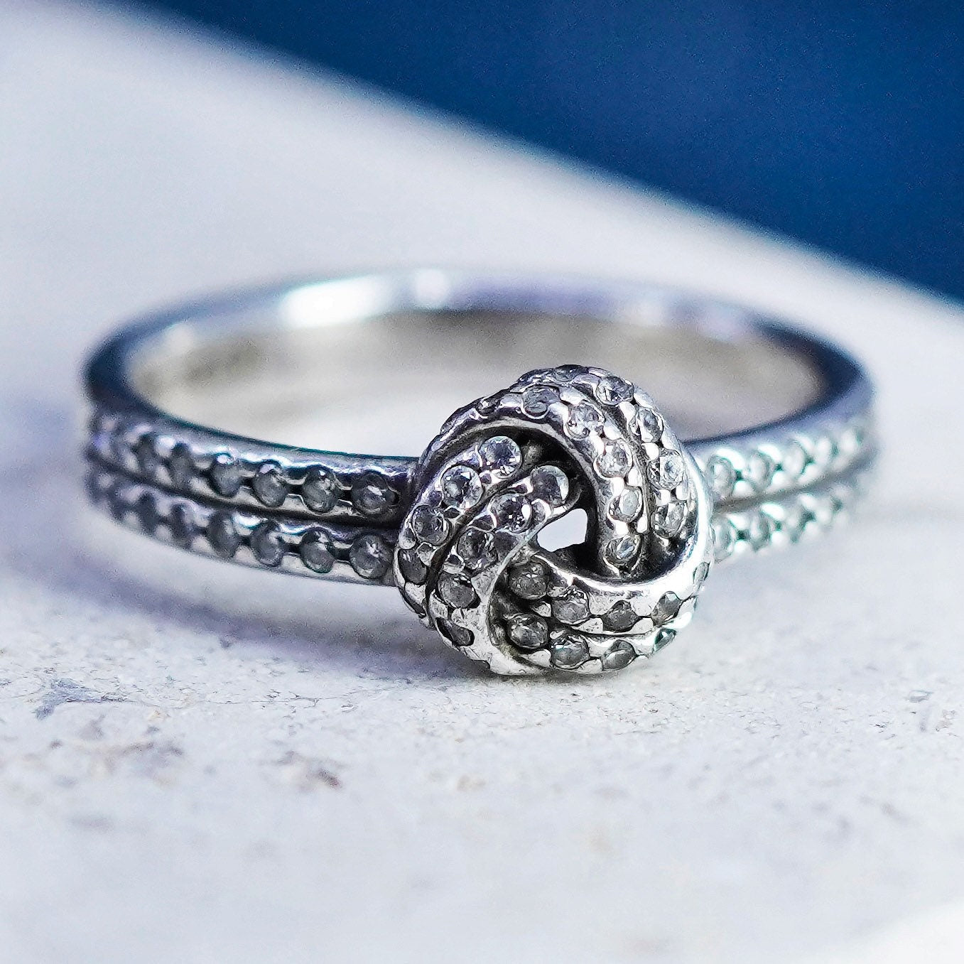 Size 7, vintage ALE sterling 925 silver engagement ring with cz