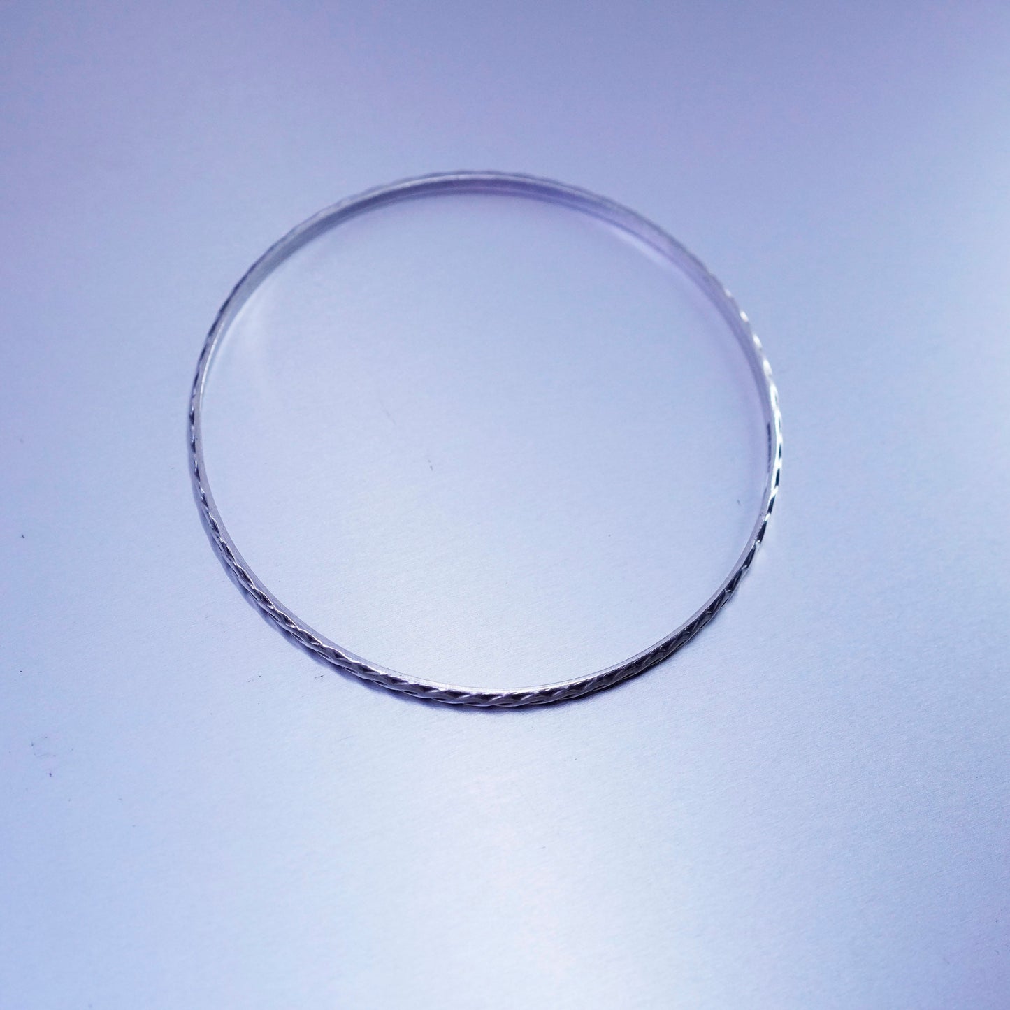 8.5”, Vintage Sterling 925 silver handmade bracelet, textured bangle