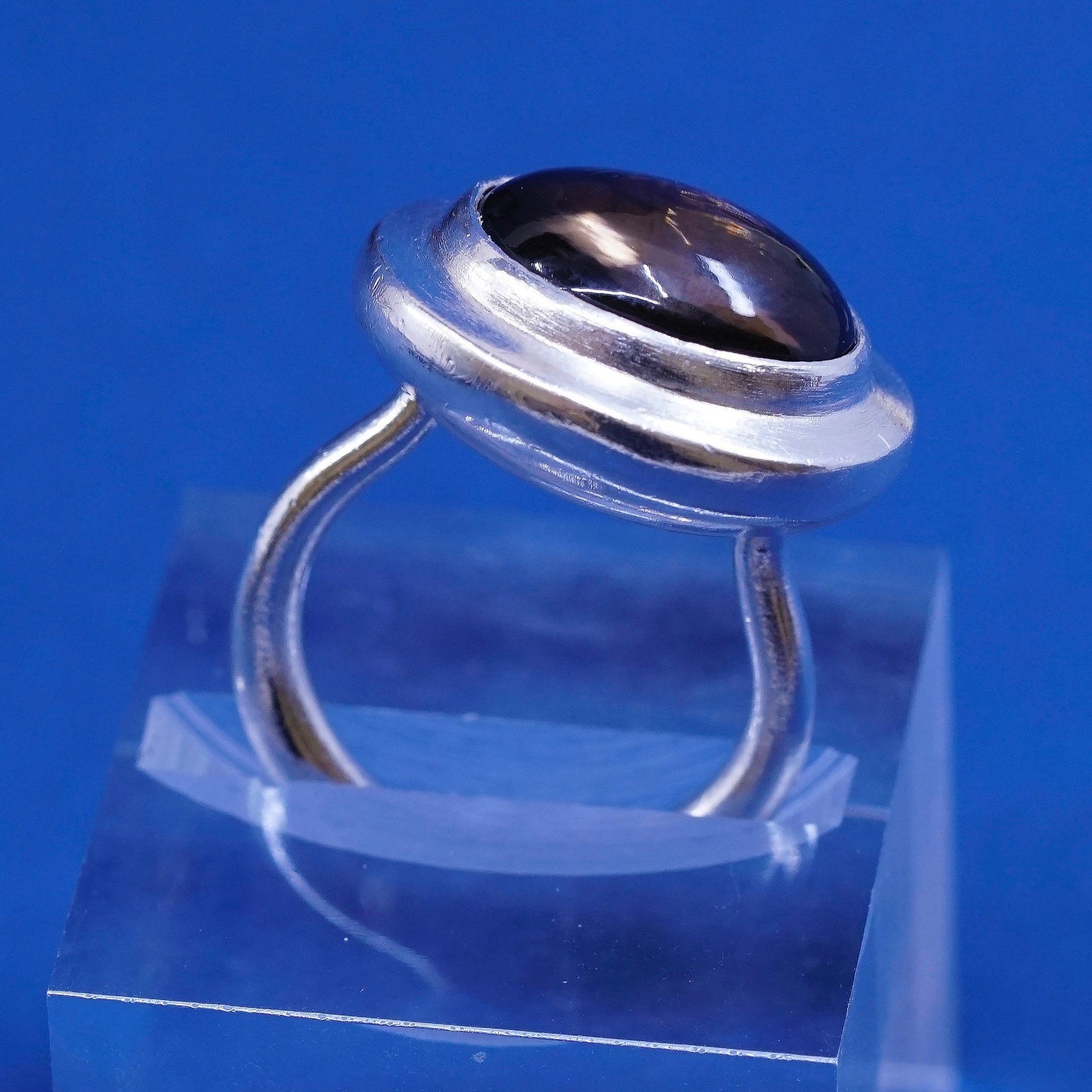 sz 7, vtg Sterling silver handmade ring, 925 w/ golden tiger eye