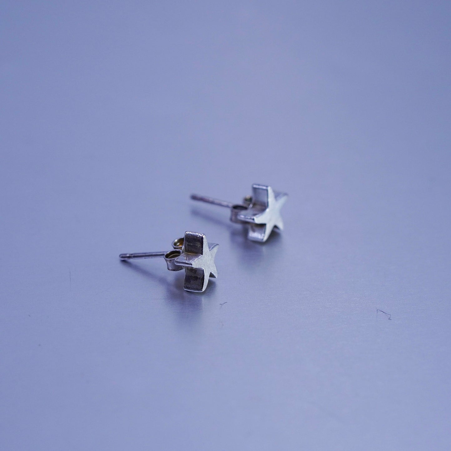 Vintage Italy Sterling 925 silver handmade star earrings, studs