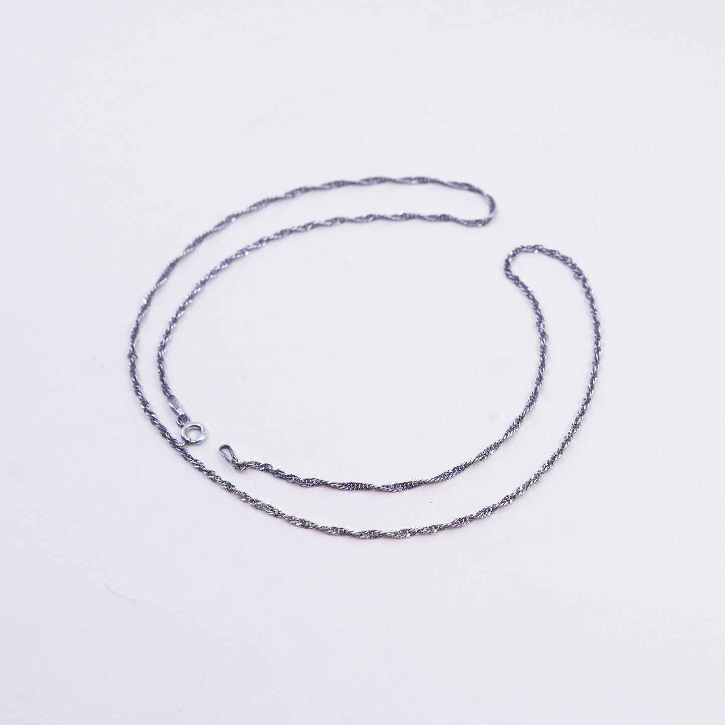 20” 1.6mm, vintage sterling silver necklace, 925 Singapore rope chain