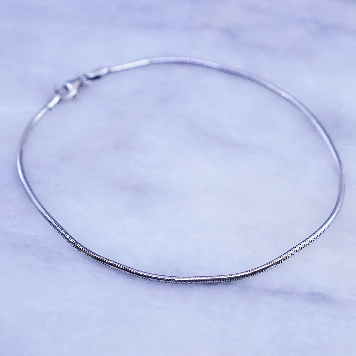 9”, 1mm, Sterling silver handmade bracelet, 925 snake anklet chain