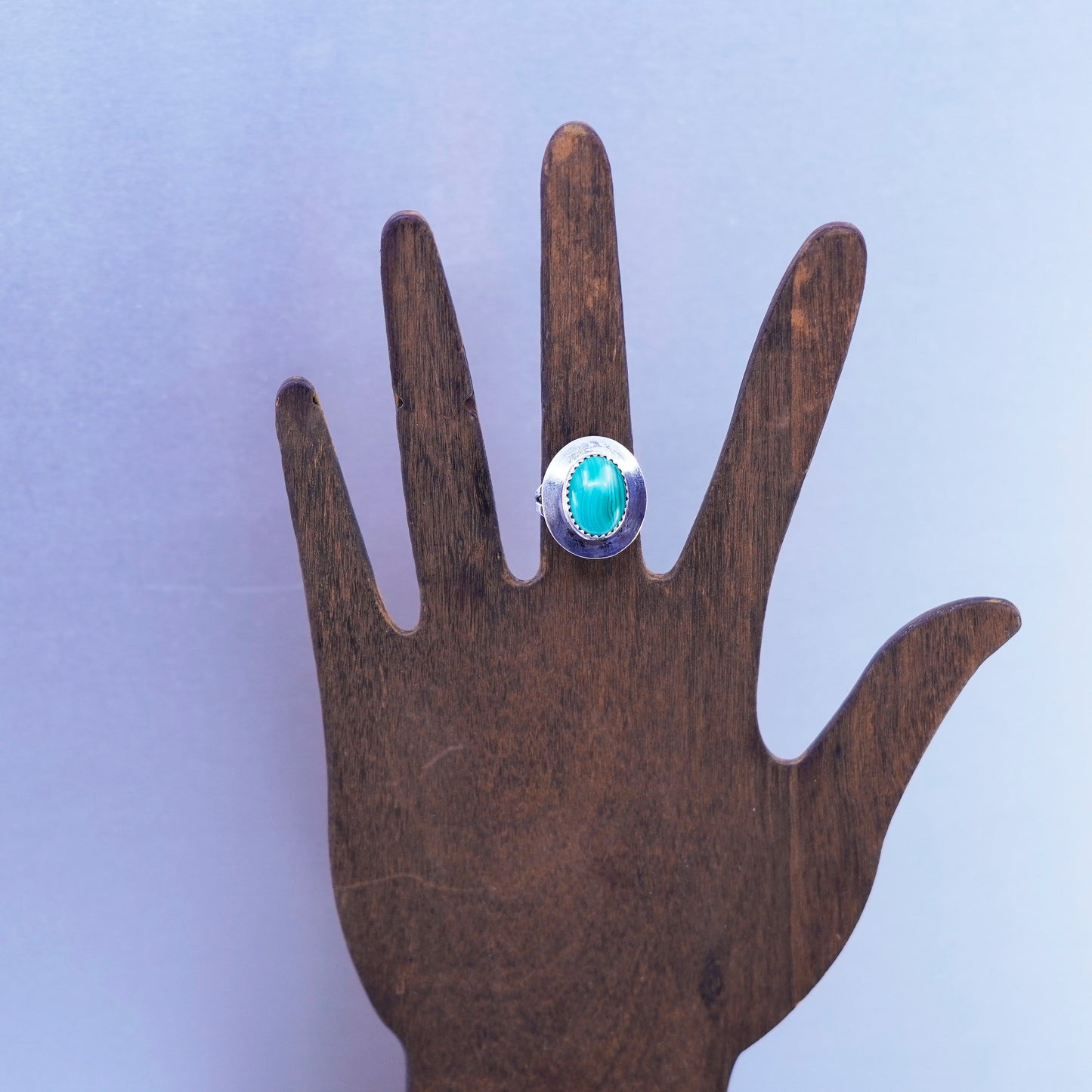 Size 6.5, Native American navajo Sterling 925 silver handmade ring malachite