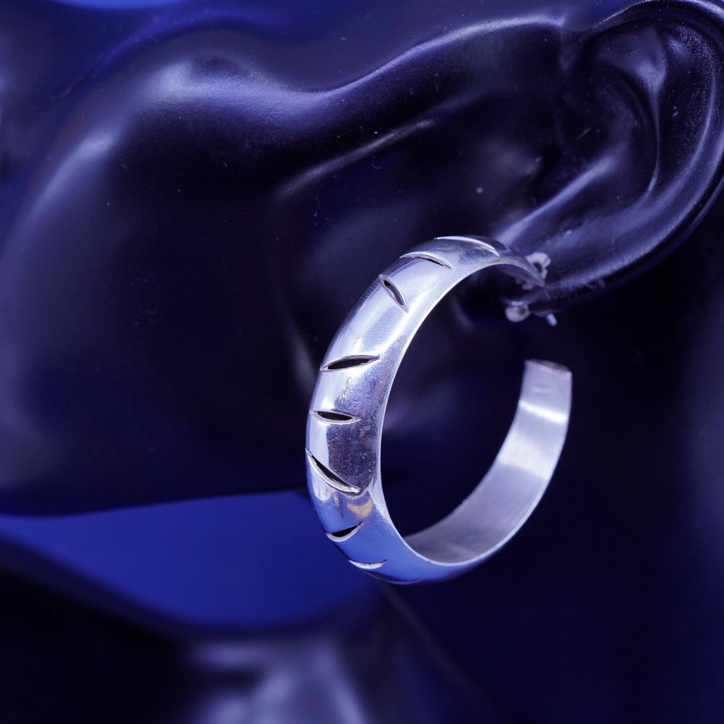 1.5”, vintage Sterling 925 silver handmade huge bold hoop earrings