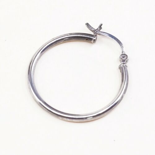 1”, Italy 925 Sterling Silver Hoop Pierced Earrings, 925 silver huggie