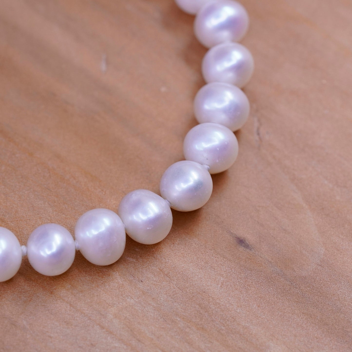 7”, vtg Sterling silver handmade bracelet, 7-8mm freshwater pearl beads chain