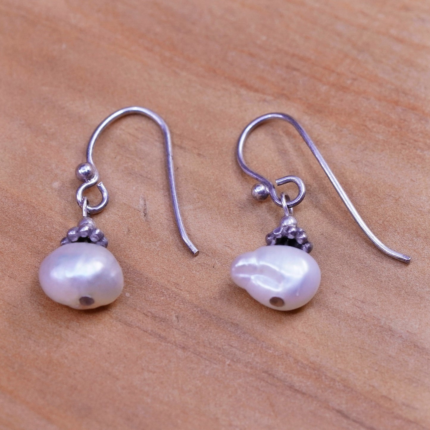 Vintage Sterling 925 silver handmade earrings with pearl
