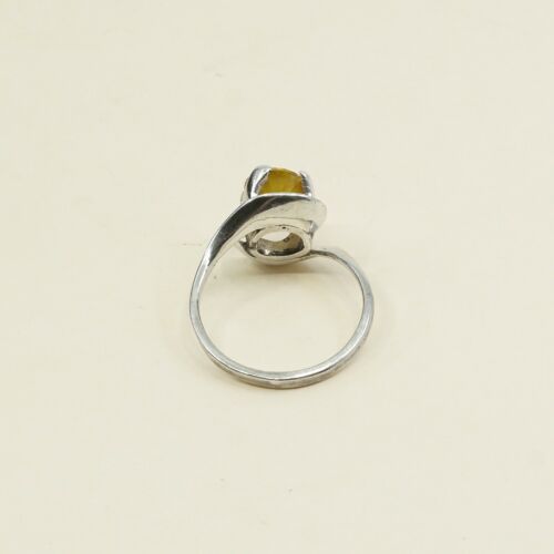 Sz 7.5, Sterling Silver handmade Ring, 925 Silver W/ citrine