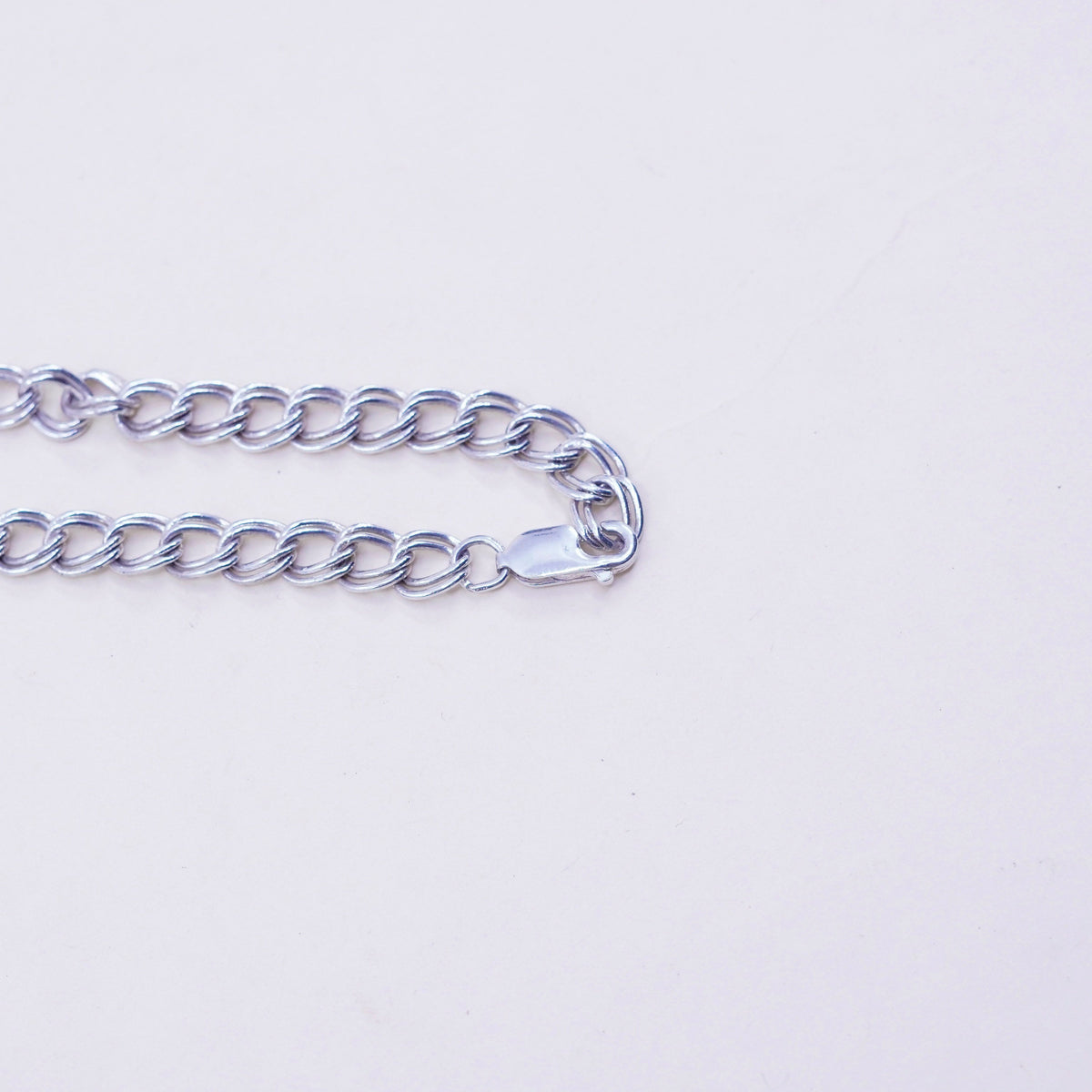 7.5”, 6mm, Vintage sterling silver double curb bracelet, 925 chain