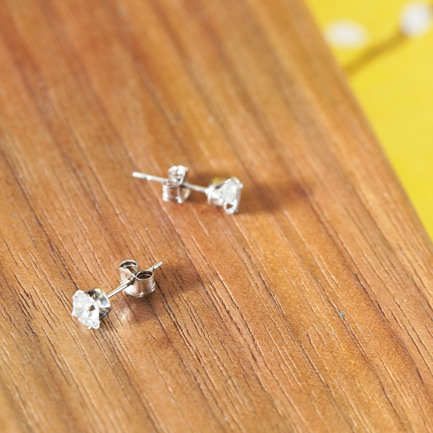 Vintage Sterling 925 silver handmade studs, earrings with crystal