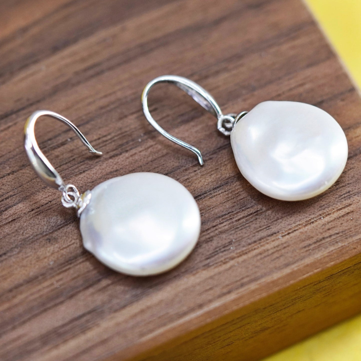 Vintage Sterling 925 silver handmade earrings with coin pearl