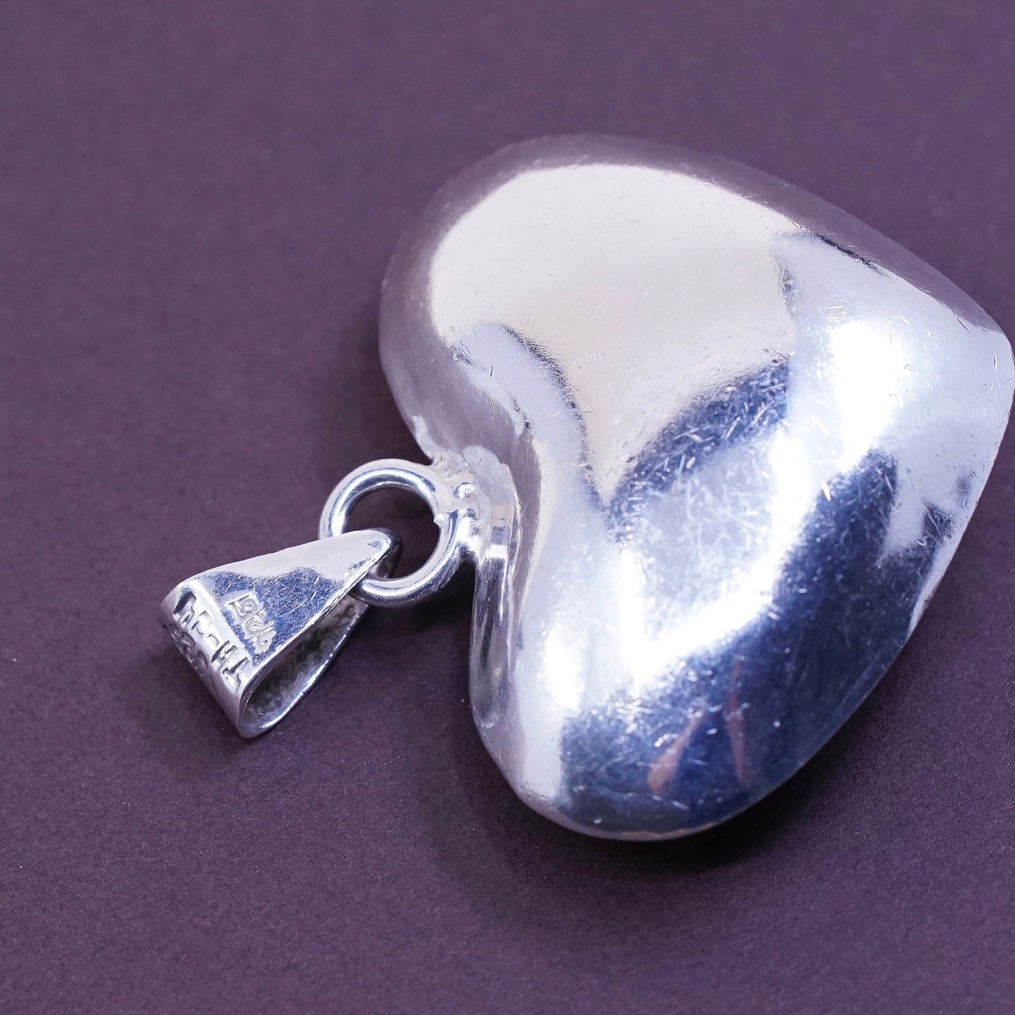 mexico Sterling silver handmade heart pendant, 925 big heart