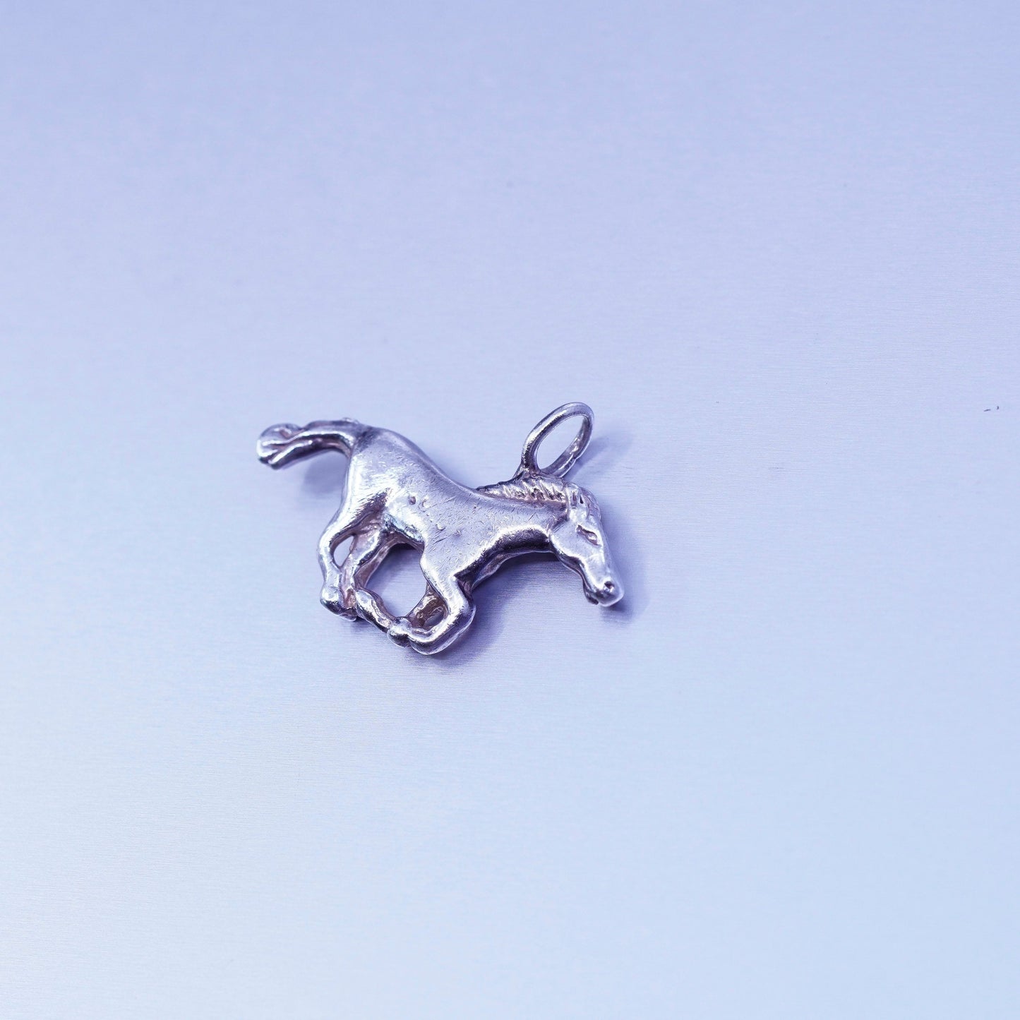 Antique Sterling silver handmade simple 925 running wild horse