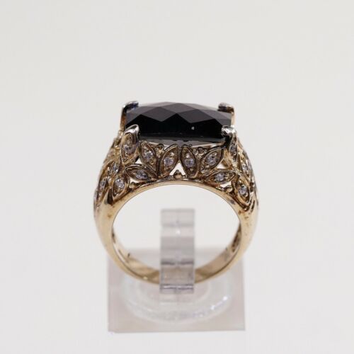 Sz 7, Vtg Vermeil Gold Over Sterling silver Statement ring, 925 W/ Topaz N Cz