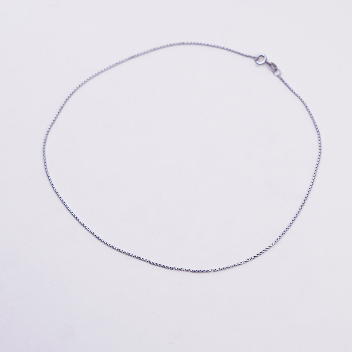 16”, 1mm, Vintage sterling silver Italy 925 silver box chain, necklace