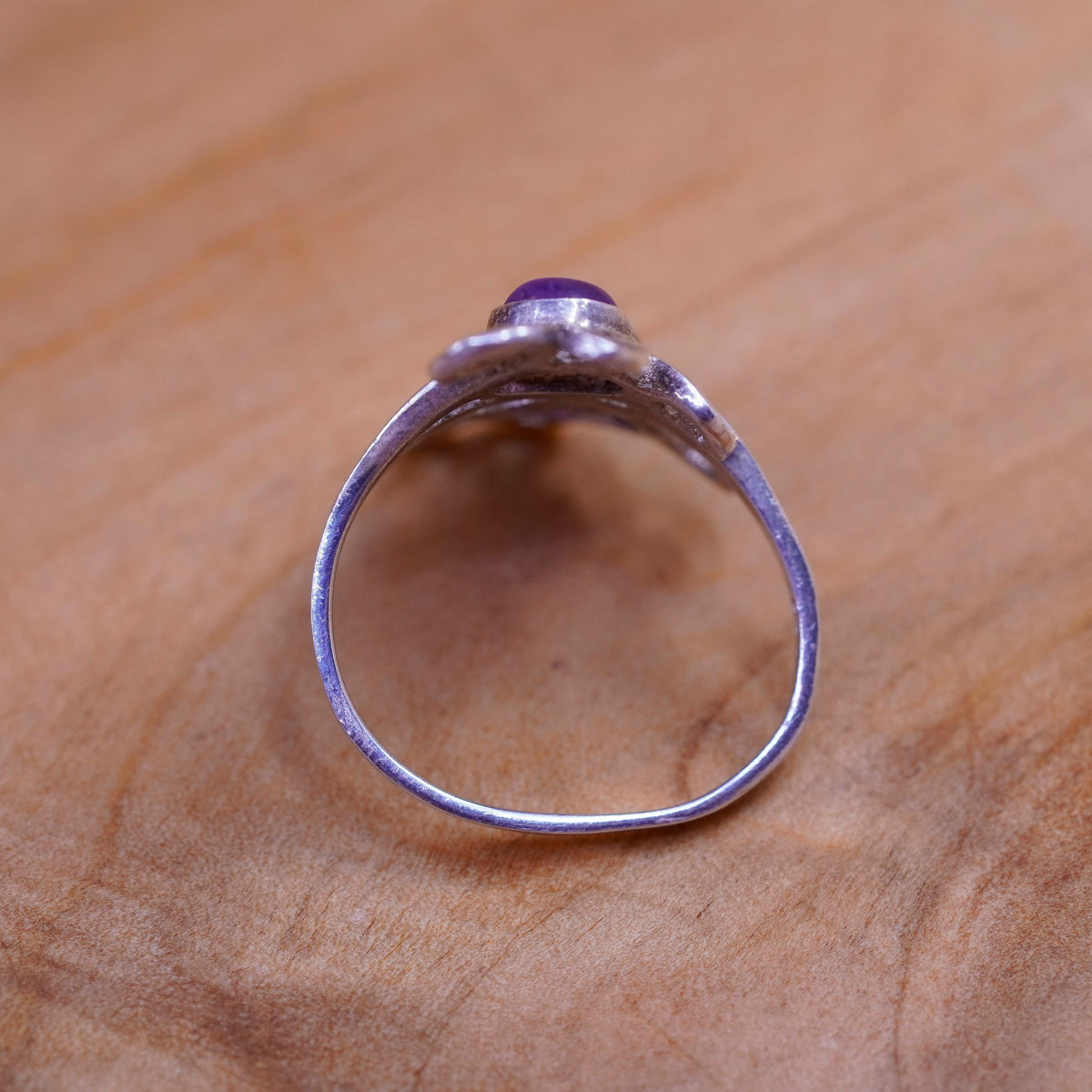Size 5.75, vintage Sterling silver handmade ring, 925 band with amethyst