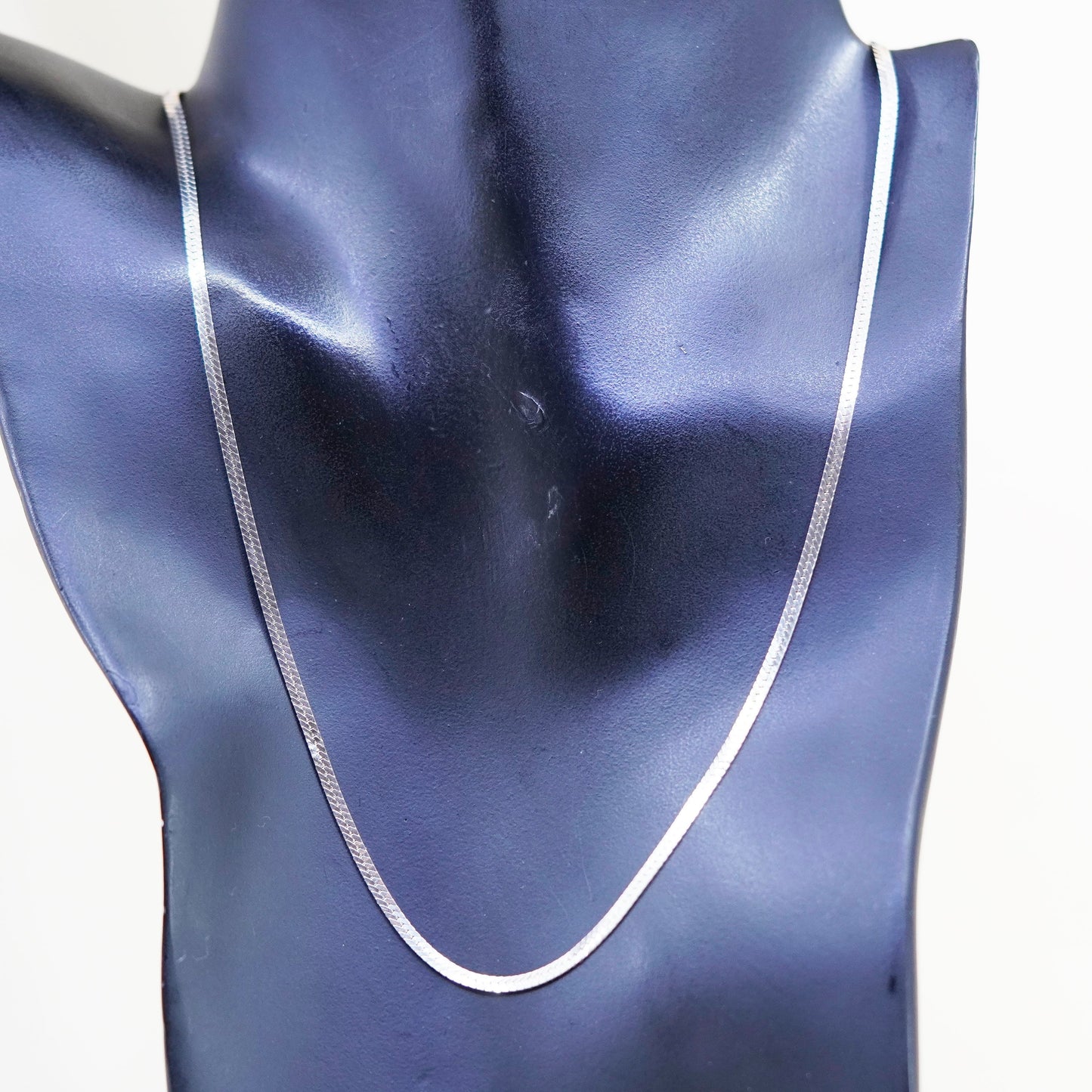 20”, Vintage Mexico sterling silver handmade necklace, flatten 925 nugget chain