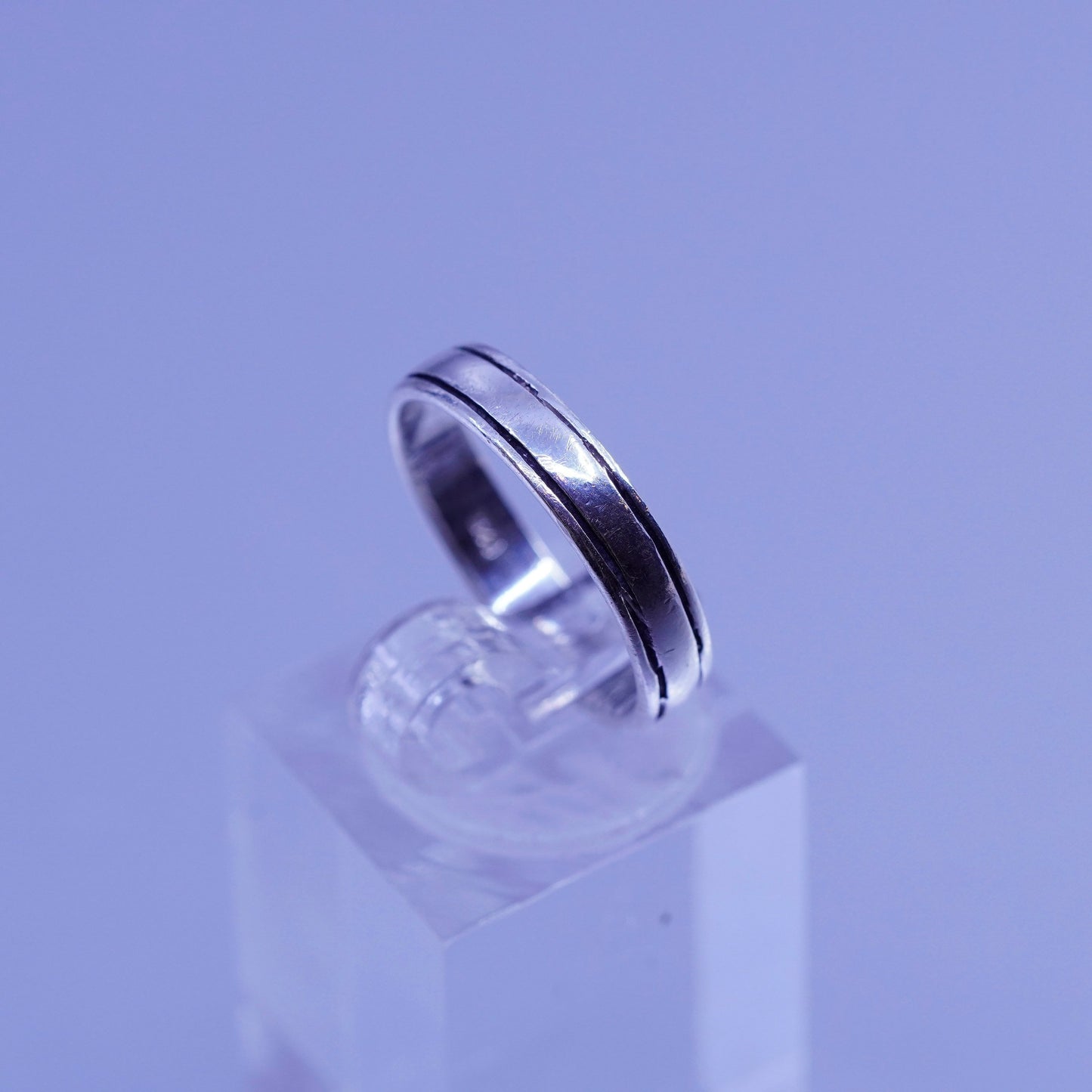 Size 7, vintage Sterling 925 silver wedding ring, stackable band