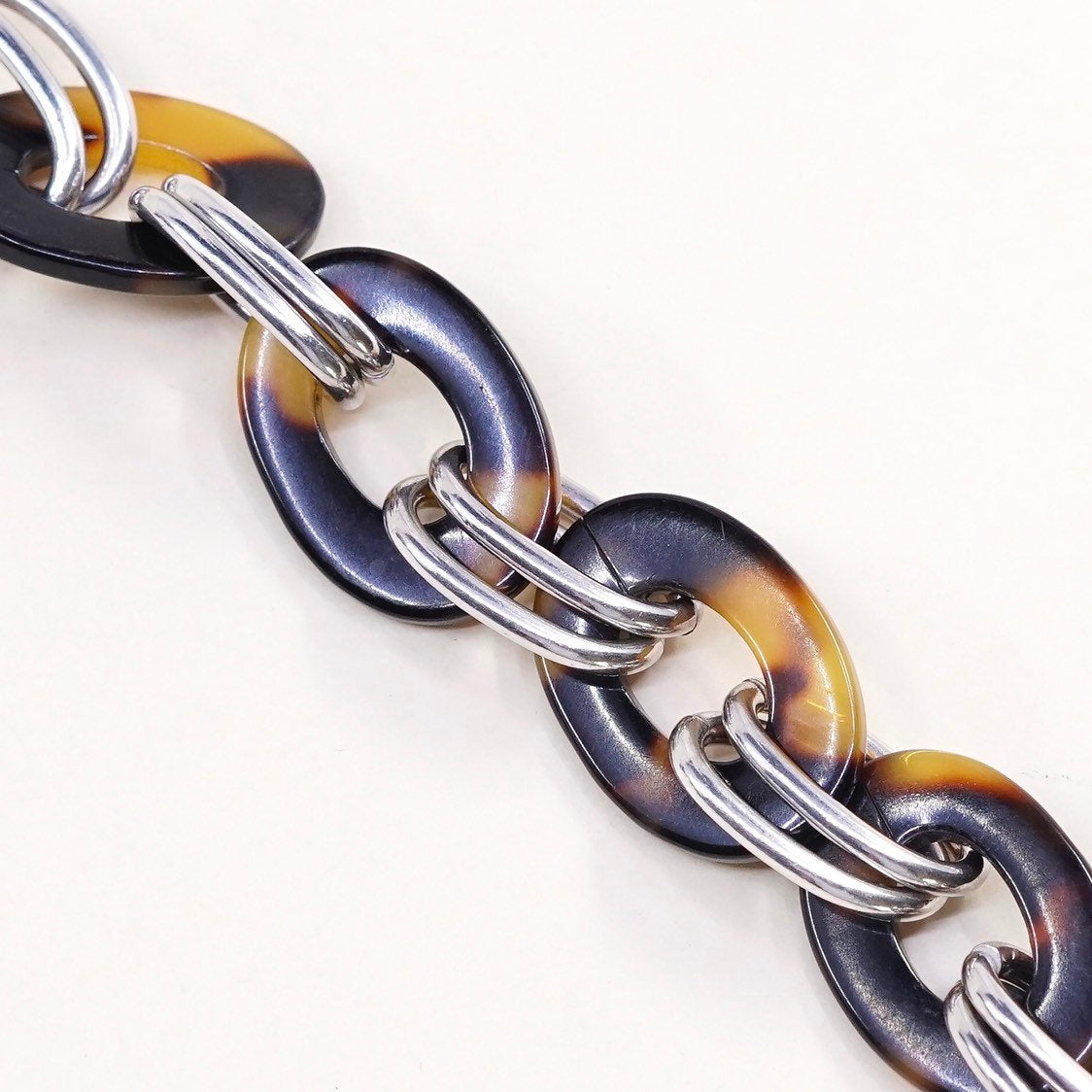 7", VTG sterling silver circle bracelet, charm bracelet 925 double circle chain