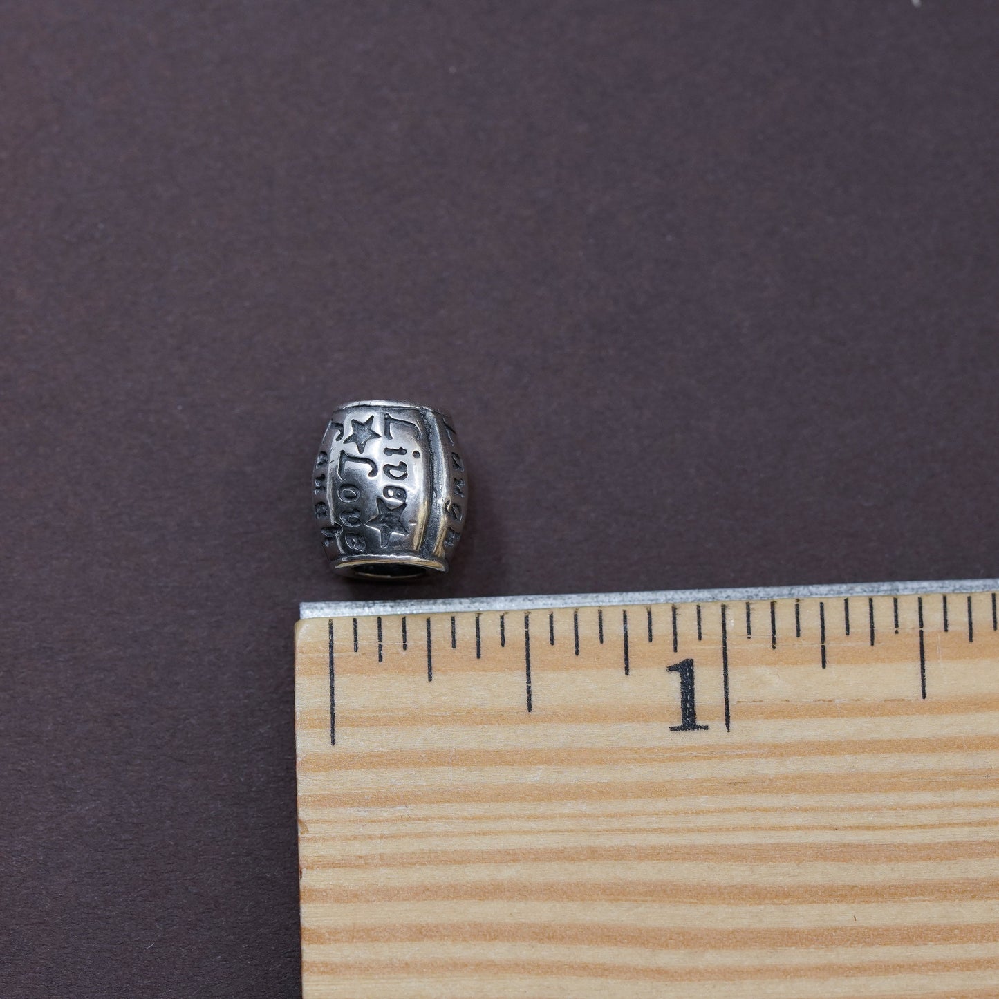 Vintage Sterling silver handmade pendant, 925 bead charm “live love laugh”