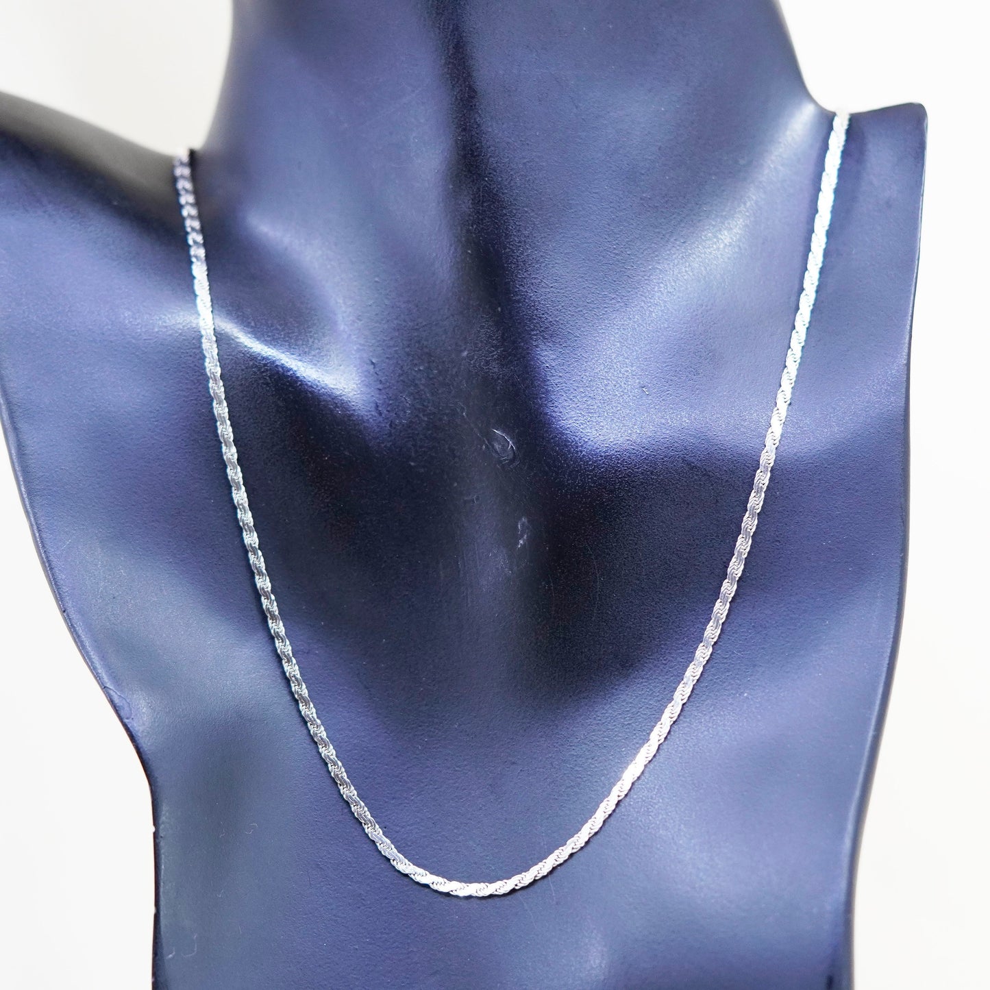 20”, 3mm, Vintage sterling silver chain, Italy flatten 925 nugget chain