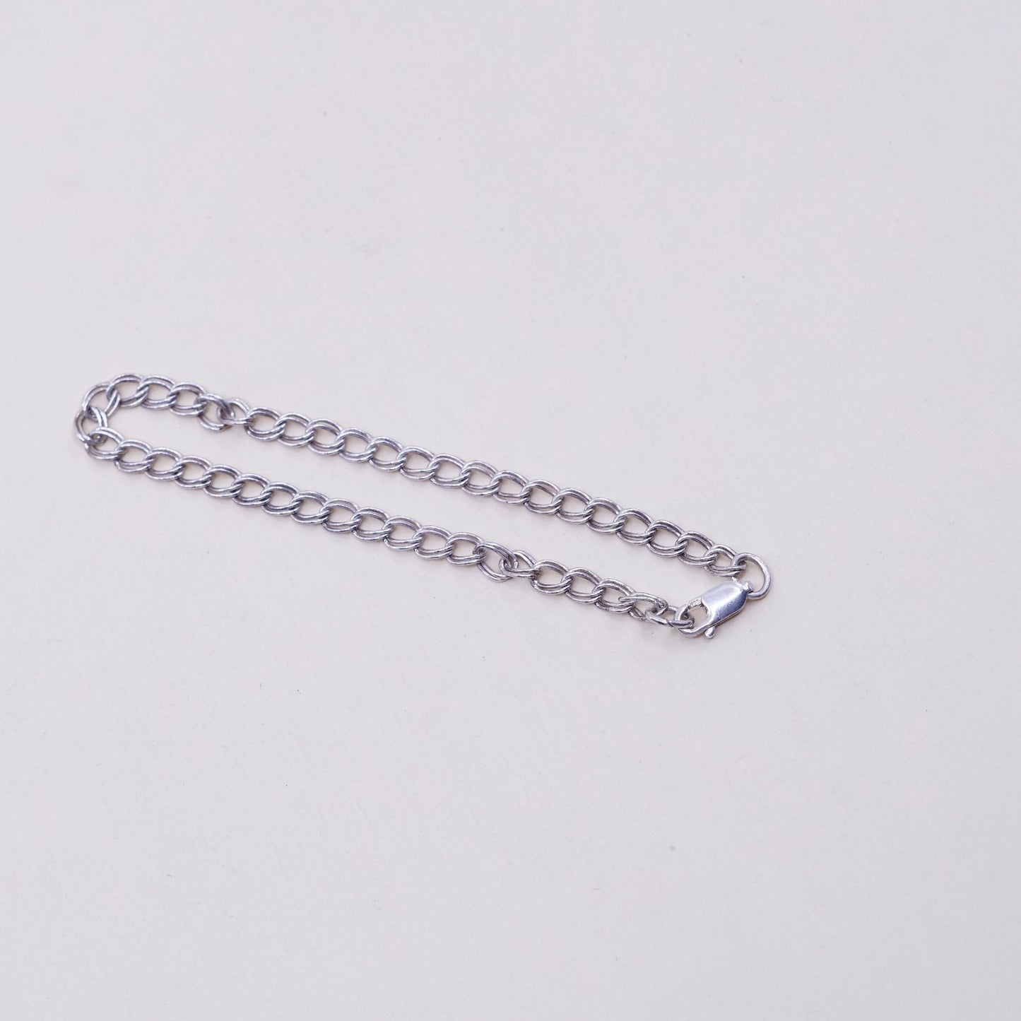 6.75”, 3mm, Vintage sterling silver double curb chain, 925 bracelet