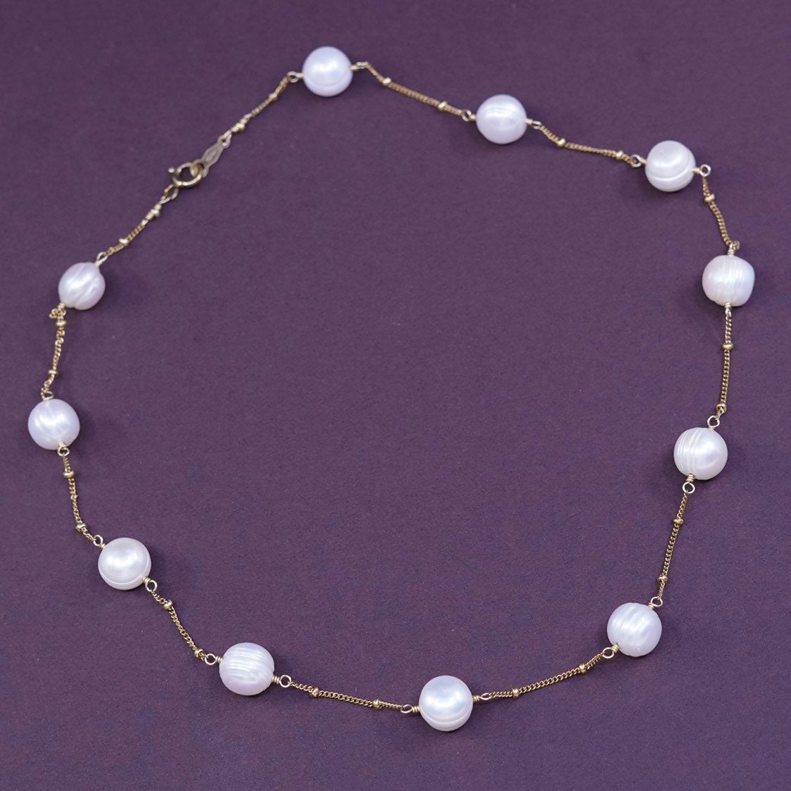 17", 14/20 14K gold filled handmade necklace, beads chain w/ pearl