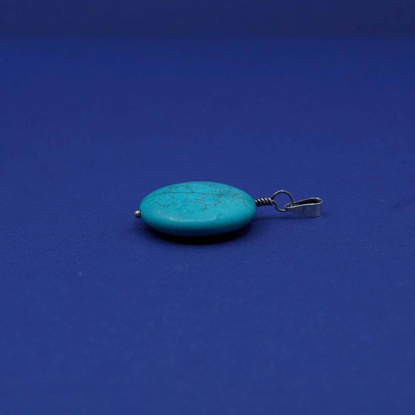 Vintage Sterling 925 silver handmade pendant with turquoise