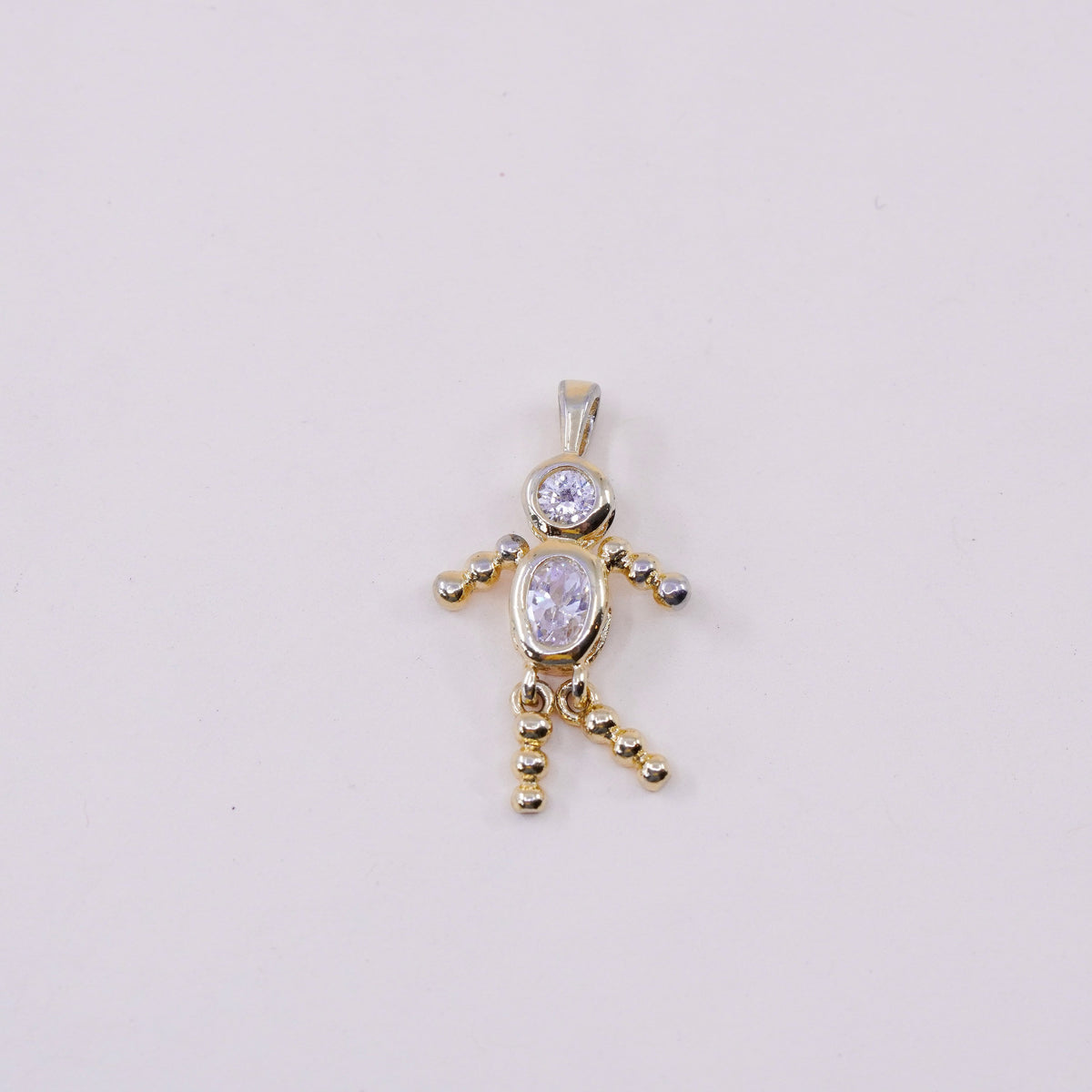 vermeil gold filled sterling 925 silver birthstone pendant boy figure charm cz