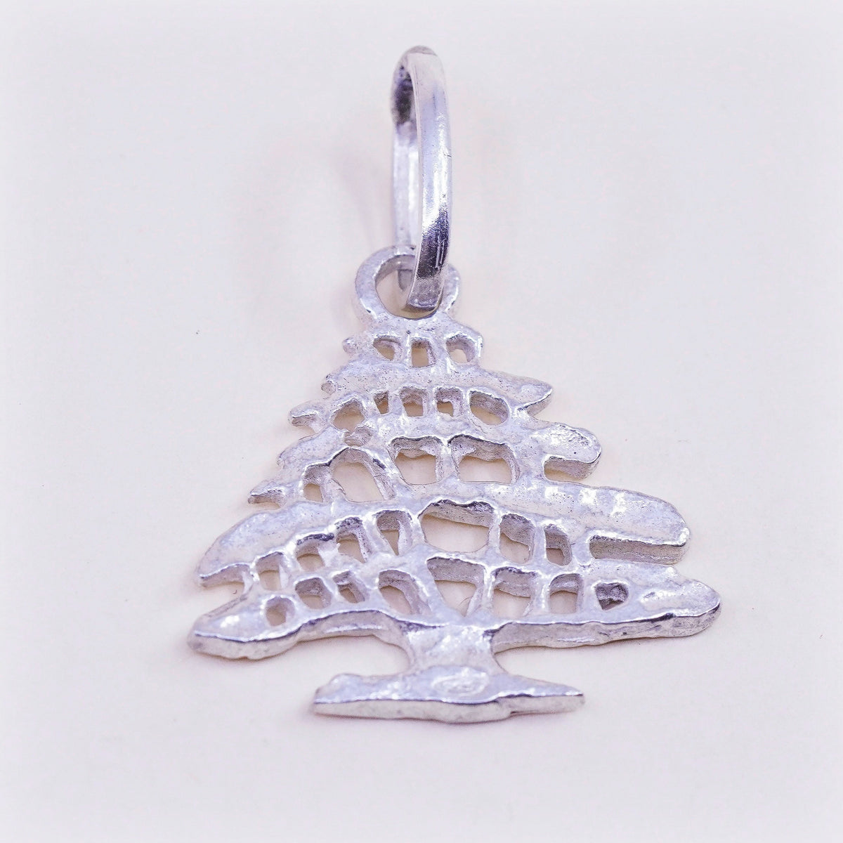 Vintage Sterling silver handmade pendant, 925 Christmas tree charm