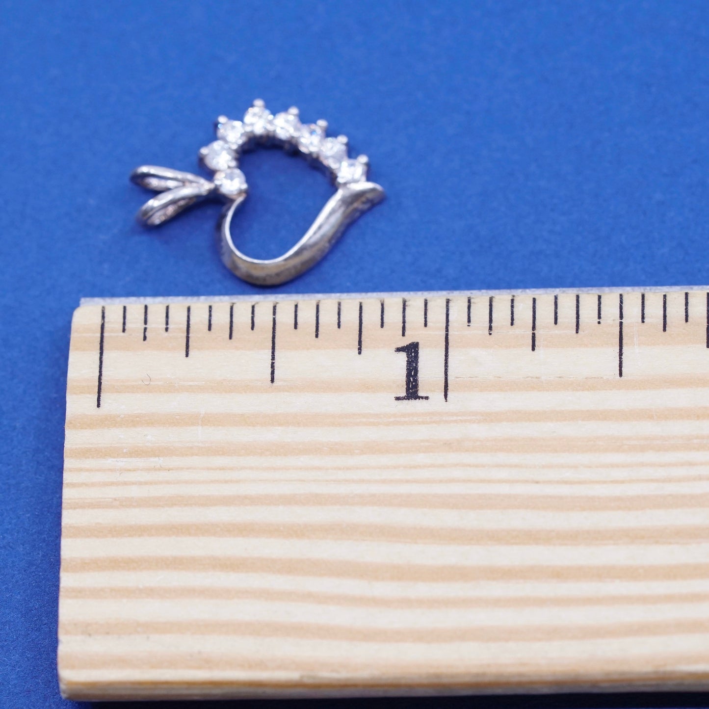 Vintage Sterling silver handmade pedant, 925 heart with crystal