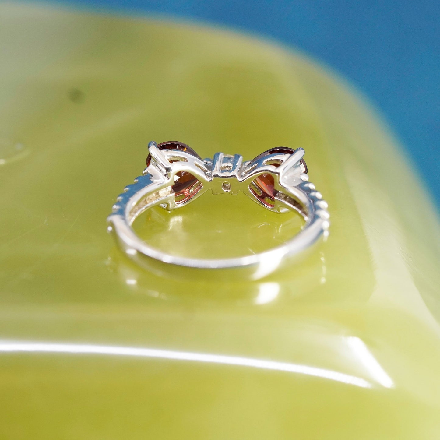 Size 6, vintage Sterling 925 silver handmade ring with heart Ruby and cz