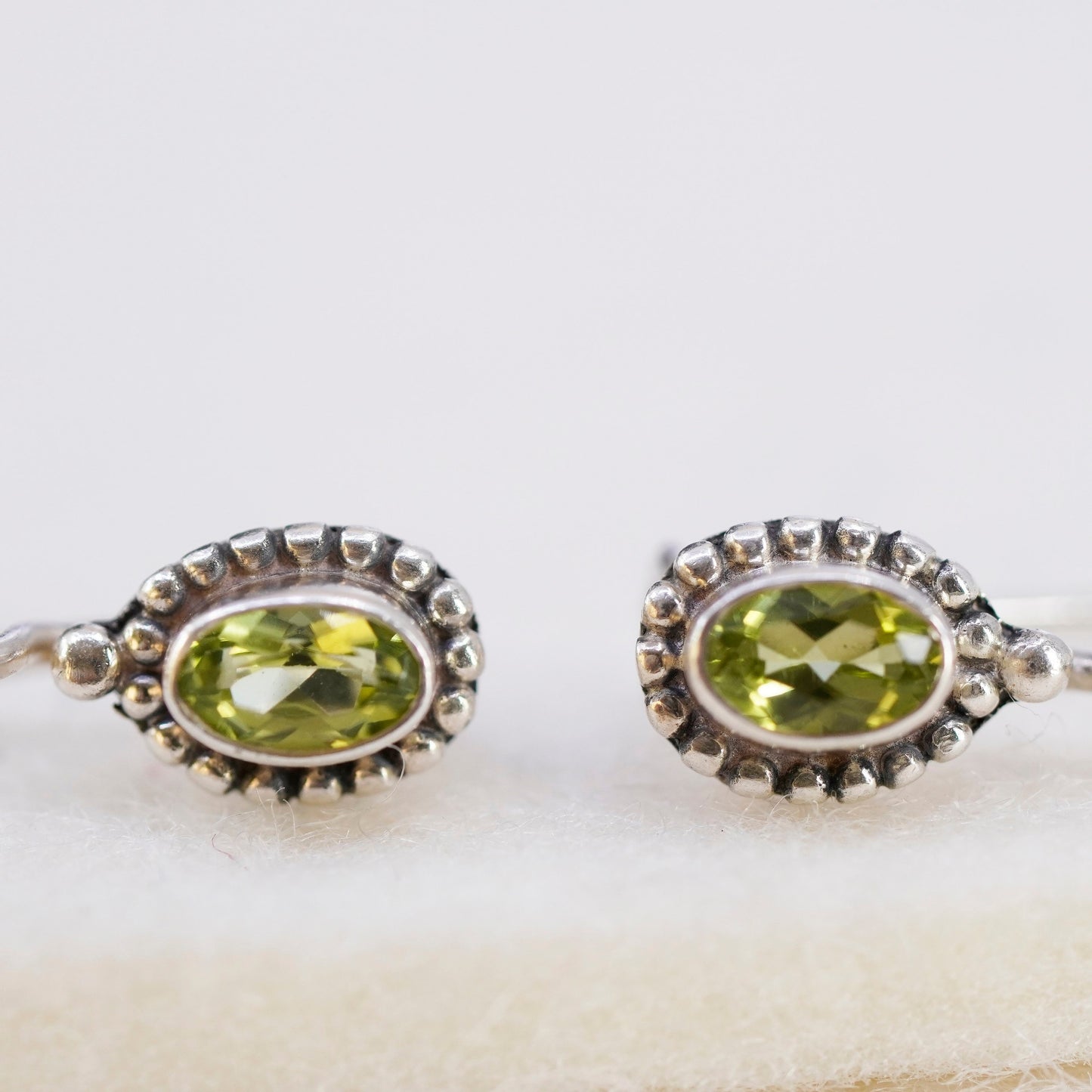 Vintage Sterling 925 silver handmade earrings with peridot