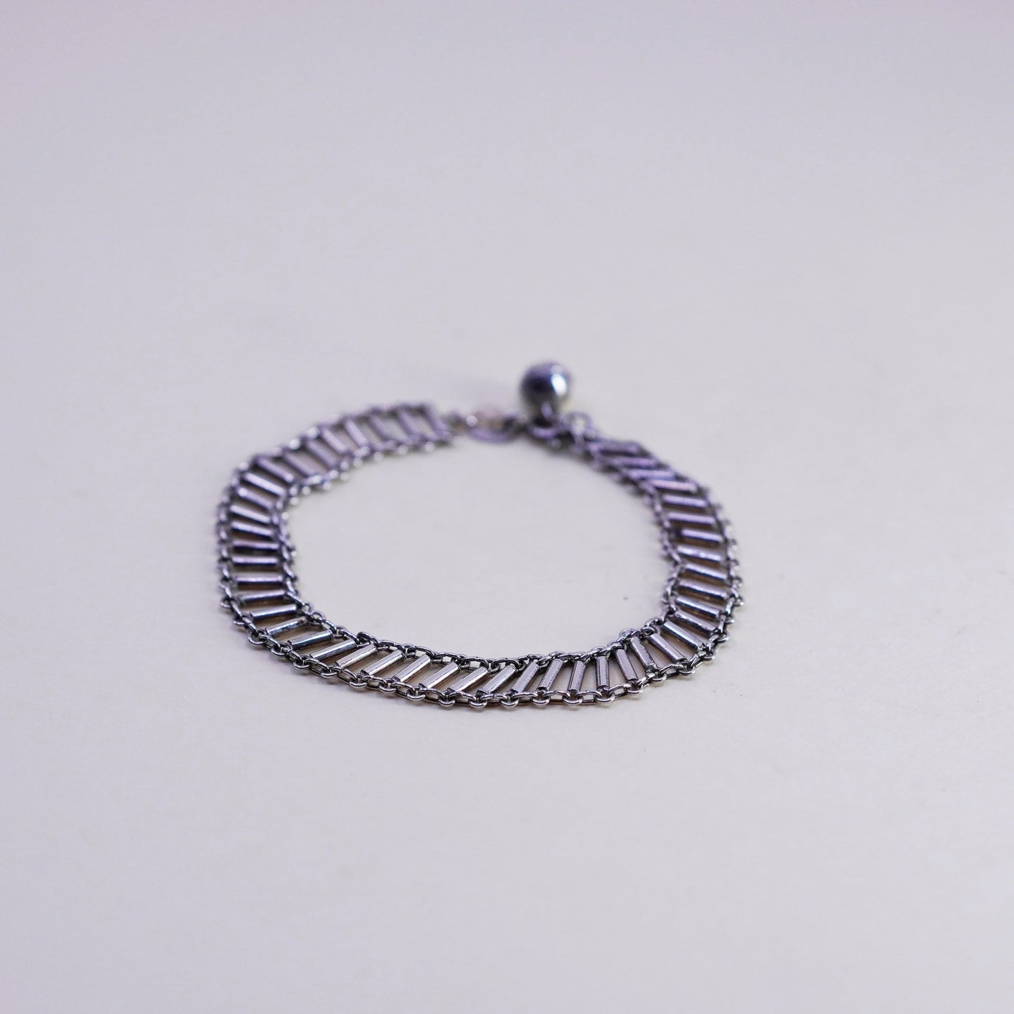 6.75”, Vintage sterling silver bracelet, 925 chain with chime bell charms
