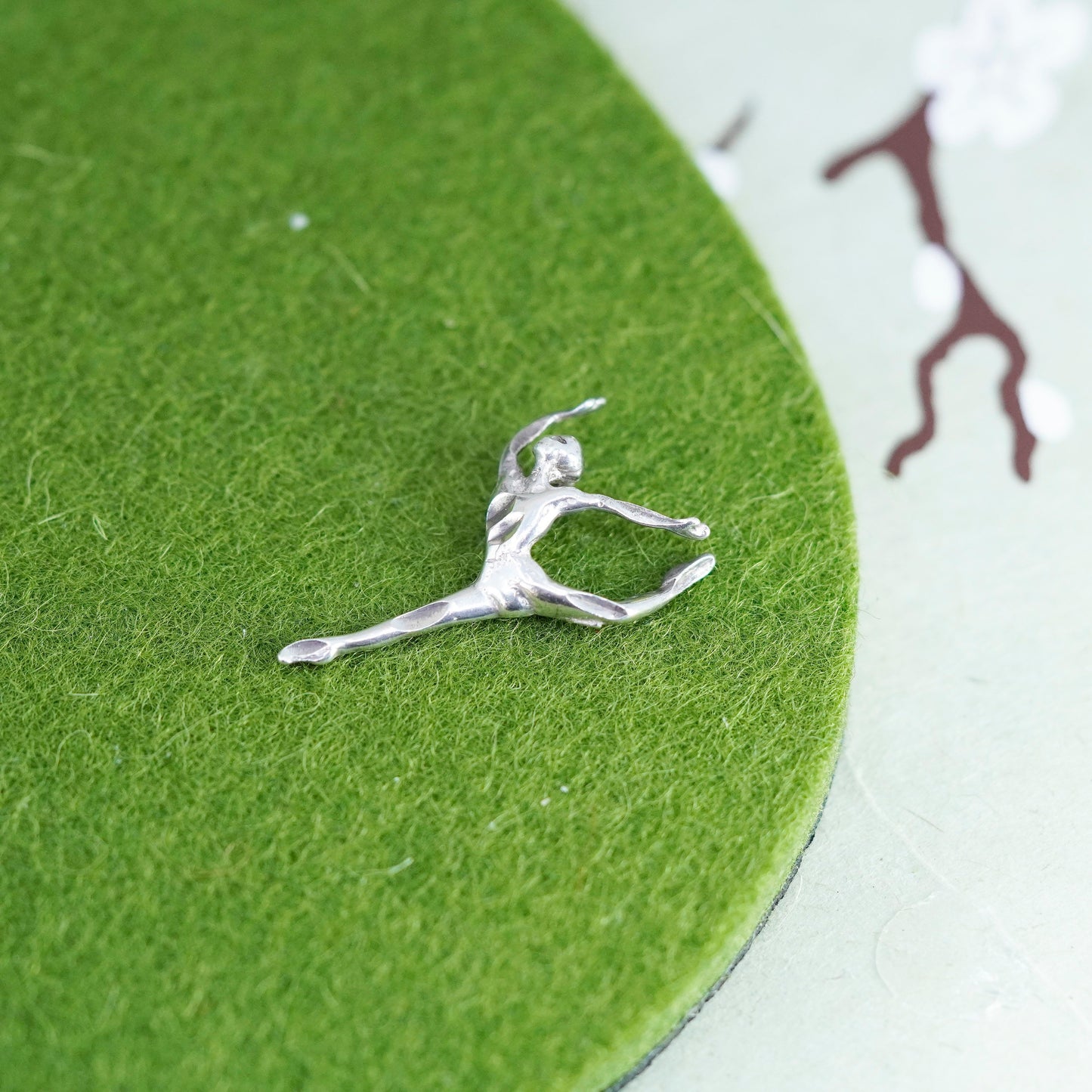 Vintage Sterling silver handmade pendant, 925 ballerina, dancer charm