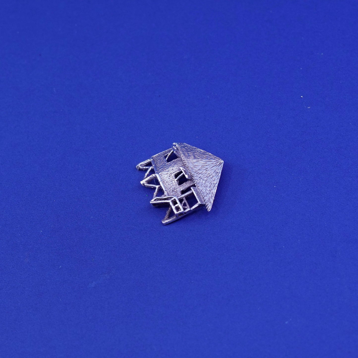 Vintage sterling silver handmade brooch, 925 modernist palm palapa pin