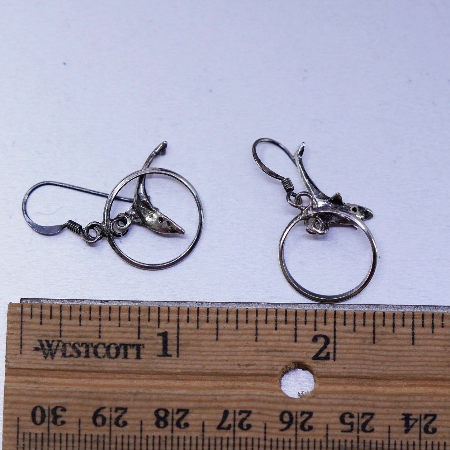 Vintage Sterling 925 silver handmade dolphin earrings