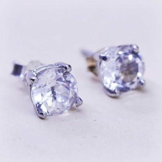 6mm, Vintage sterling 925 silver genuine round cz studs, filigree earrings