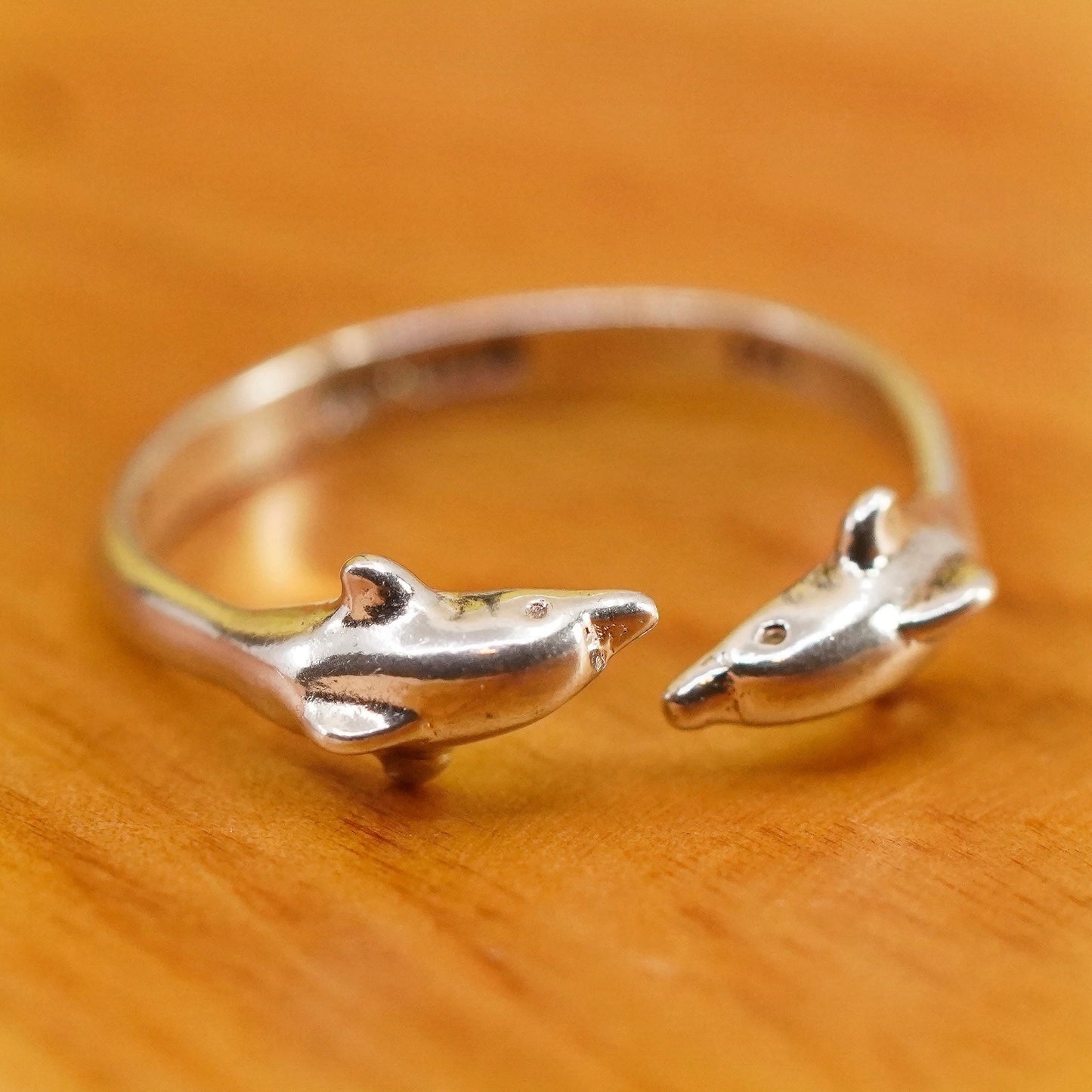 Size adjustable, Sterling silver handmade ring, 925 wrap lover dolphin band