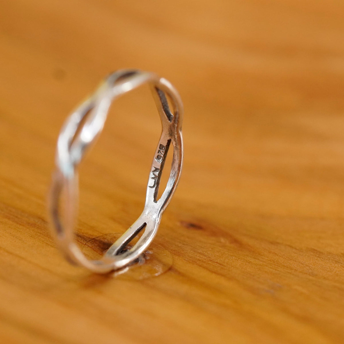 size 9.25, vintage Sterling silver handmade ring, 925 entwined band