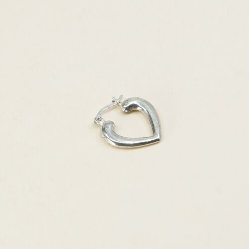 0.5” sterling silver 925 Heart Huggie earrings Hoops, stamped 925 Thailand